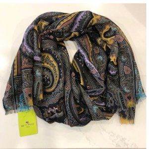 BNWT ETRO scarf in paisley pattern, silk and wool, rectangle 64" x26"
